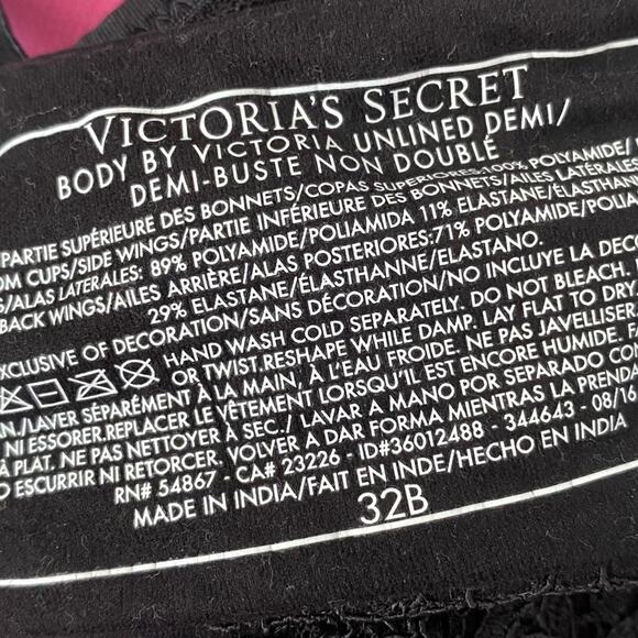 Victoria's Secret Body by Victoria Unlined Lace Demi Underwire Bra 32B Lace Bra - Picture 10 of 10
